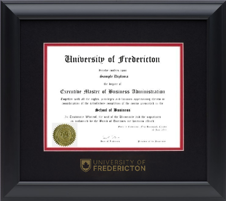 120900 Satin black diploma frame with double matting and gold foil embossing